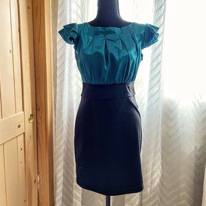 Turquoise and Black work dress